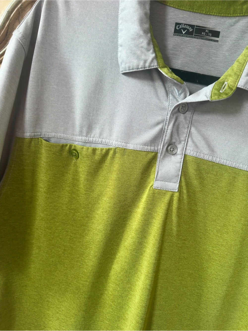 Callaway Two-Tone Green & Light Gray Men's Golf Polo Shirt RTL $80 - Picture 2 of 5